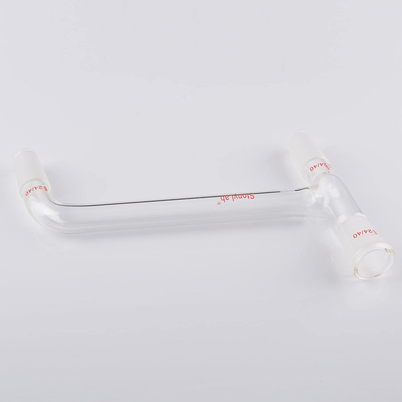 stonylab Borosilicate Glass 75 Degree Bent Distilling Adapter, with Two 24/40 Inner Joints and One Outer Joint, for Laboratory Distillation 24/40 Joint