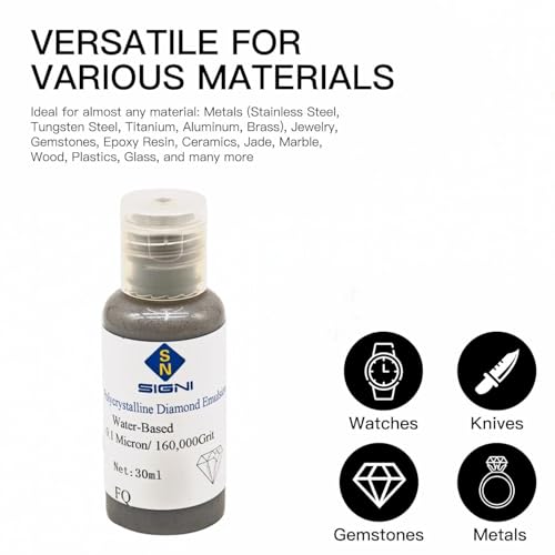 Signi PolyCrystaline Diamond Suspension,PCD Knife stropping Emulsion,Poly Diamond polishing Compound,Premium Diamond Spray Paste slurry with 5% Concentration (1/2 μm) 1/2 μm