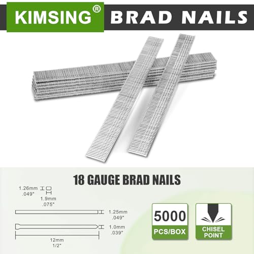 Kimsing 18 Gauge 1/2-Inch Brad Nails 5000 Pieces per Box