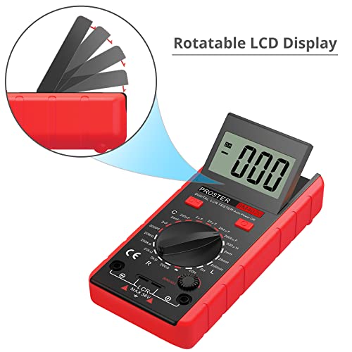 Proster LCR Meter Multimeter Capacitance Inductance Resistance Tester Red