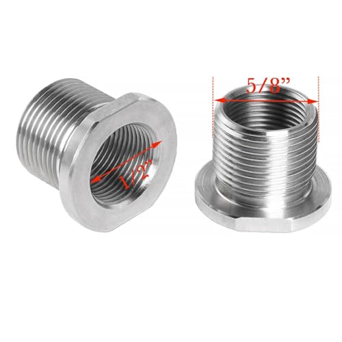 1/2x28 to 5/8x24 Thread Adapter with Crush Washer Stainless Steel (Stainless steel-6pcs)