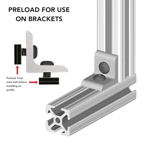 8020, 3479, 10 Series Bolt Assembly, 1/4-20 X 3/4" (.75") Button Head Socket Cap Screw (BHSCS) with Slide-in Standard Steel T-Nut T-Slot Hardware Fasteners Combo 80/20 (25) 25