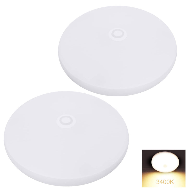 Facon 4-1/2'' LED RV Puck Light, 2-Packs Slim Surface Mount Ceiling Dome Light with Switch, 12V DC Interior Light for RV Camper Trailer Motorhome, 3400K Warm White Dia: 4.5Inch, 2Packs 3400K Warm White Light