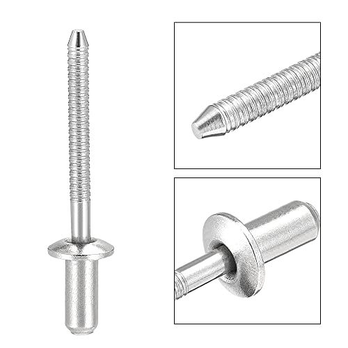 uxcell Blind Rivets, 304 Stainless Steel Pull Rivets Core Decoration Rivets 4.8mm Diameter 10mm Grip Length Close End Silver Tone, 50pcs 4.8mm x 10mm
