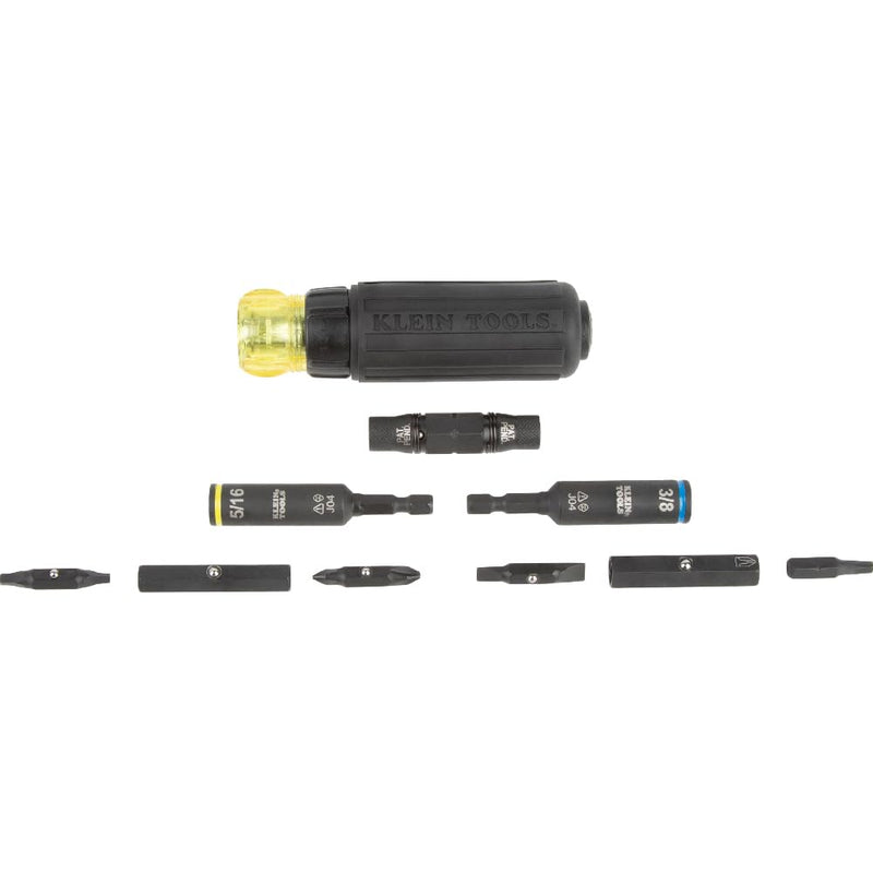 Klein Tools 32500HDRT KNECT Ratcheting Screwdriver, Multi-Bit Screwdriver / Nut Driver, Impact Rated 11-in-1 Tool with Phillips, Slotted, Square and Torx Tips