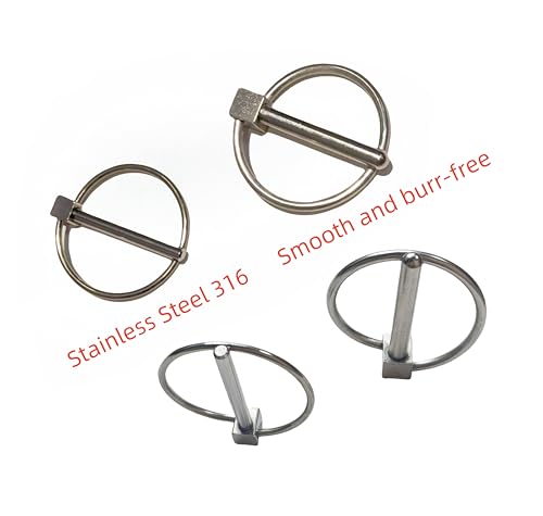 Heavy Duty Lynch pins, 316 Stainless Steel clamp pins with Rings, Boat Kayak Canoe connectors (Dia.:1/5in (4.7mm)-4pcs) Dia.:1/5in (4.7mm)-4pcs
