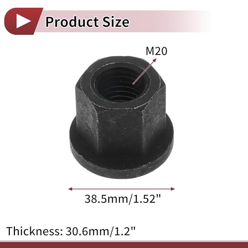 5 Pcs M20 Car Flange Nuts Carbon Steel Flat Hex Thickened Lock Flange Nuts Non-Slip Lock Flange Black for Car Motorcycle