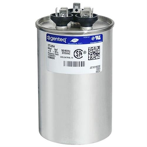 97F9816 - 60 + 5 uf MFD 370 Volt VAC - Genteq Round Dual Run Capacitor Upgrade | Round Dual Run