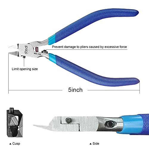 stedi 5-In Model Nippers, with Ultra-thin Single-edge and Blade Case Single-edged (Blue_for Professionals)