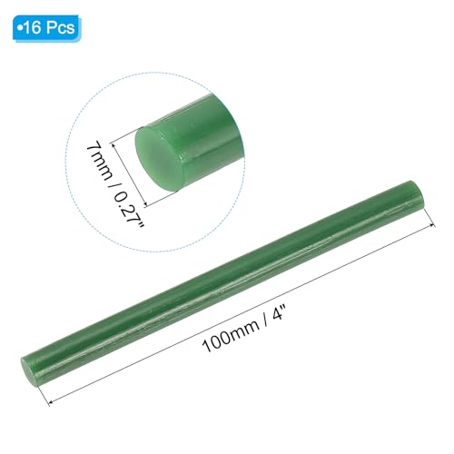 PATIKIL 4x0.27 Inch Hot Glue Sticks, 16 Pcs Hot Glue Gun Sticks Mini Hot Melt Adhesive Glue Stick for DIY Art Craft Repairs Festival Decoration, Dark Green