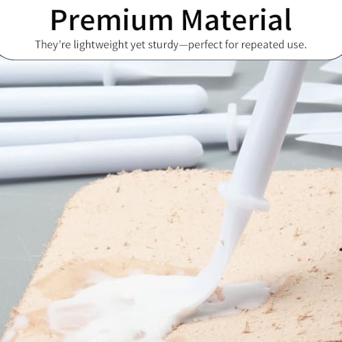 6Pcs White Plastic Glue Spreader Smear Plate Scraper Sticks Brushes Durable Flexible Easy to Clean Glue Applicator Spatula Kit Gap Filling Tool for Woodworking Leather Adhesive Projects 6