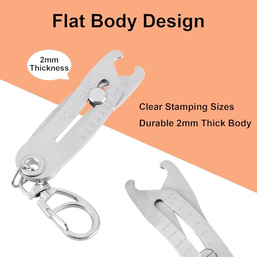 2-Pack Bolt Head & Nut Size Catcher Set, SAE 5/16in-1in & Metric 8mm-25mm Gauge, Portable Keychain Fastener Measurement Tool for Automotive Repair, Engineers, DIY 2Pcs 8-25mm