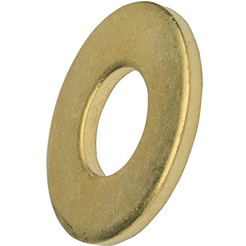 #6 Solid Brass Flat Washers, Commercial Standard, Grade 360, Plain Finish, Quantity 100 5/32" (100 Pack)