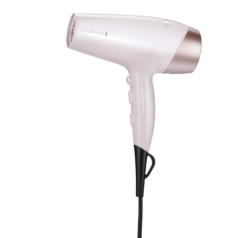 Remington Almond Allure Hair Dryer, Ionic Conditioning, 25% Faster Drying | Almond Oil Micro-Conditioners, Includes Diffuser and Concentrator, Six Heat and Speed Settings, Ceramic Coating, Model D4807