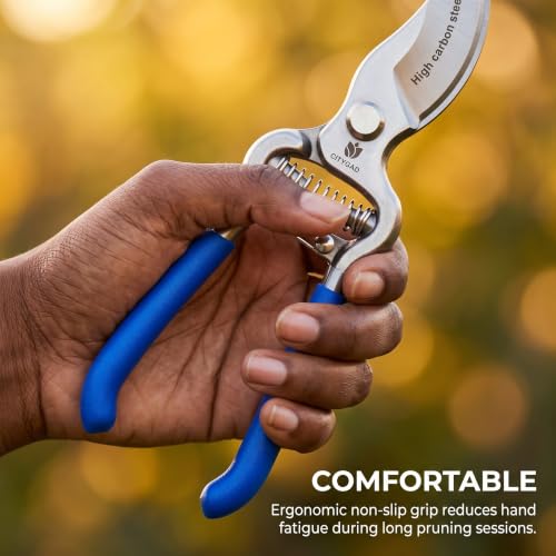 Two-Pack Pruning Shears Set (8-Inch), High-Carbon Steel Blades, Ergonomic Blue Handles, Rust-Resistant Garden Tools for DIY Garden & Landscaping
