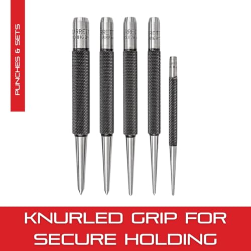 Starrett Steel Prick Punch Set, 4" Length, 5-Pack