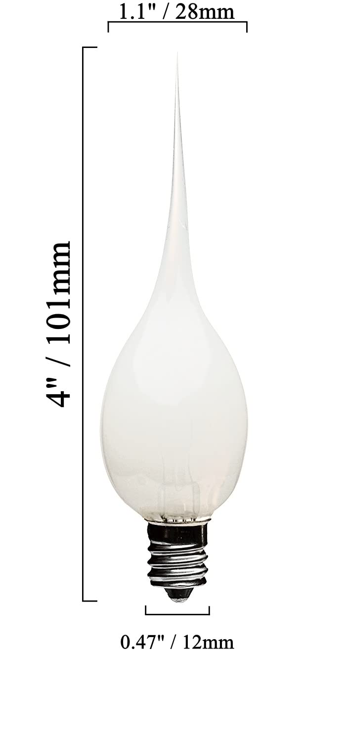 Creative Hobbies 5 Watt Silicone Dipped Country Candle Lamp Light Bulbs - Replacement Bulbs for Candles and Chandeliers - Box of 24
