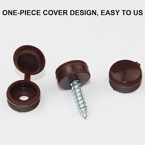 INCREWAY Screw Covers, 100pcs Plastic Screw Cap Dark Brown Assortment Set Hinged Fold Over Caps Rubber Dust Washer Flip M3
