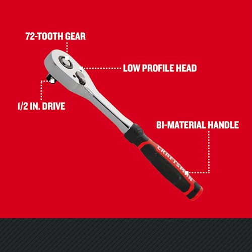 CRAFTSMAN Low Profile Ratchet, 1/2 Inch Drive, 72 Tooth (CMMT86823)
