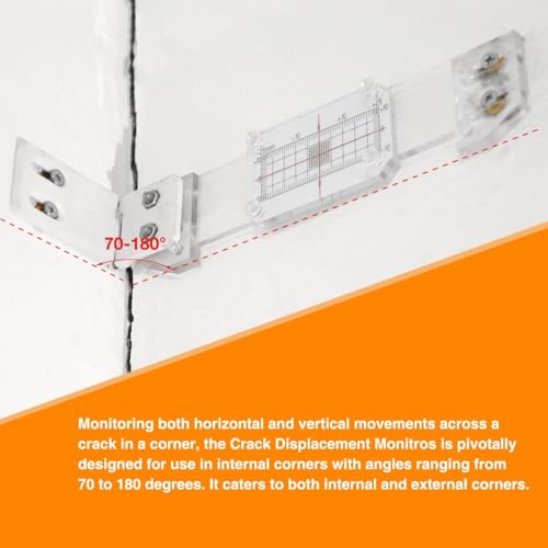 Crack Displacement Monitors - Precision Engineering for Accurate Horizontal & Vertical Crack Measurements Comprehensive Monitoring Solution, Ideal for Internal & External Corners (3PC) 3PCS