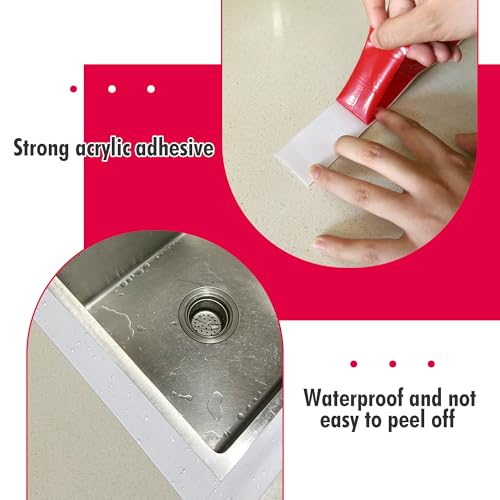 Self-Adhesive Waterproof Caulk Tape for Toilet, Tub, Kitchen, Bath 1 2 Rolls-RIF