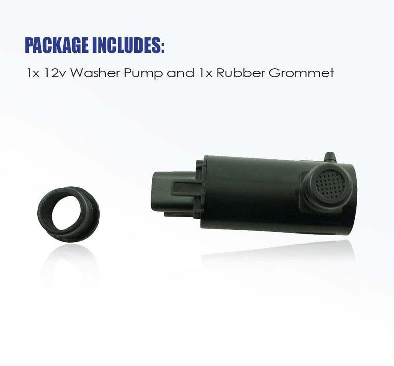 201525-232316F Windshield Washer Pump w/Grommet - Washer Motor Compatible with Hyundai, Kia - Replaces OEM #: 98510-26000, 9851-1C000, 98510-2G000, 98510-1C500