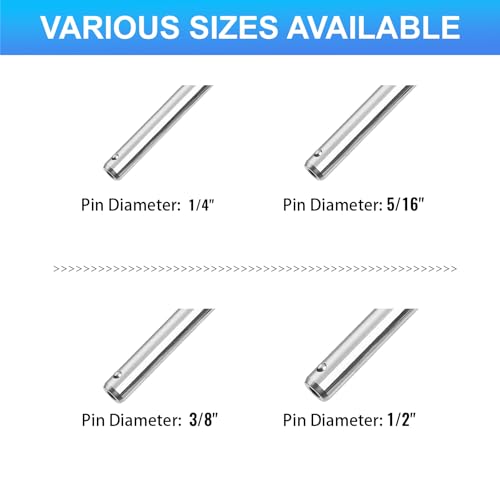 2Pcs 3/8" x 3" Quick Release Pin with Lanyard, 304 Marine Grade Stainless Steel Ball Lock Pin with Push Button, Quick Release Dowel Pin for Boat Bimini Top, Deck Hinge & Gym Equipment 3/8" Dia 3" L