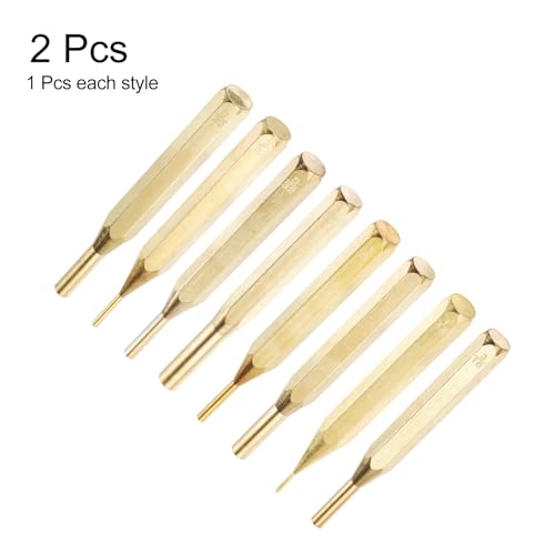 HARFINGTON 8pcs Brass Punch Set 1/16" 3/32" 1/8" 5/32" 3/16" 7/32" 1/4" 5/16" Non-marring Drive Pin Punch Cylindrical Alignment Punches for Watch Repair Jewelry and Craft