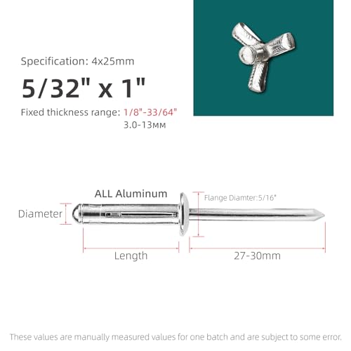 Tri-fold Exploding Pop Rivets, Silver, 5/32"x1", 100 pcs