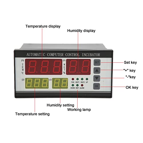 Egg Incubator Temperature Controller Thermostat, Digital Display Egg Incubator Machine with Temperature and Humidity Sensors, Automatic Control System for Incubators Refrigerator(#1) #1