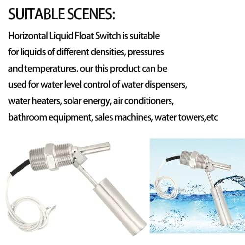 Liquid Water Level Sensor,DC0-110V Stainless Steel Liquid Water Level Sensor Switch 1/2Npt Male Thread Water Level Sensor for Water,Fuel, Water Towers