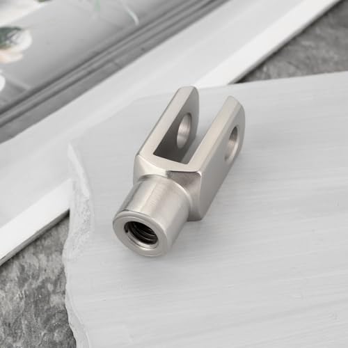 8pcs M8x1.25 Right Hand Thread Clevis Fork End Long Joint Zinc Plated Steel Joint for Agricultural Construction Hydraulic Systems 8