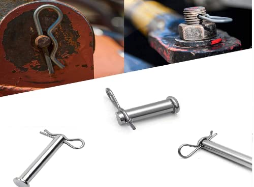 Heavy Duty Adjustable Clevis Pin ,Fastener Tool Size 7/16 x 2inch Zinc Steel 8 Holes W/ Matching R- Clip (8)