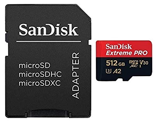 SanDisk 512GB MicroSDXC Card Extreme Pro Compatible with DJI Avata 2, Mini 4K Drones (SDSQXCD-512G-GN6MA) with Read Speed up to 200 MB/s Bundle with 1 Everything But Stromboli MicroSD Card Reader