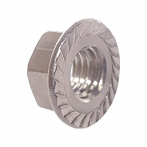 Fastenere Serrated Flange Nuts – #10-24 (100-Pack), Durable Stainless Steel 18-8 Hex Lock Hardware Nuts, Corrosion-Resistant, Coarse Plain Finish for Home, Automotive & Industrial Use 10-24 (100 Pack)