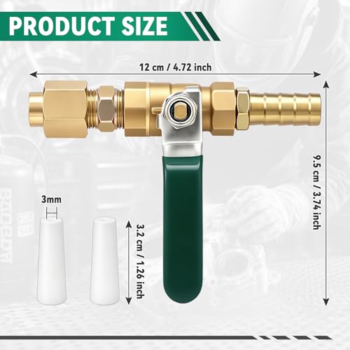 Sandblaster Gun Kit with 3mm Ceramic Nozzle Tip Assembly Sand Blasting Gun Kit Brass Ball Valve Bracket Connector Grinding Nozzle Tip Replacement for Media Abrasive Blasting