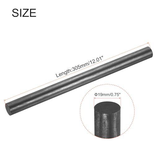 MECCANIXITY Graphite Rod, Graphite Stirring Rod Cylinder Stick Carbon Rod 305x19mm Black for Electrode, Melting Casting, Crucibles, Pack of 1
