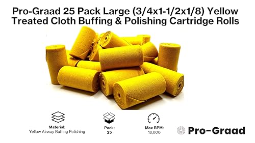 25 Pack 3/4" Yellow Cloth Buffing & Polishing Cartridge Roll Kit