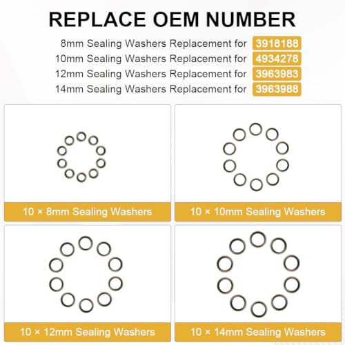 8mm 10mm 12mm 14mm Fuel Sealing Washers Replacement for Dodge Cummins