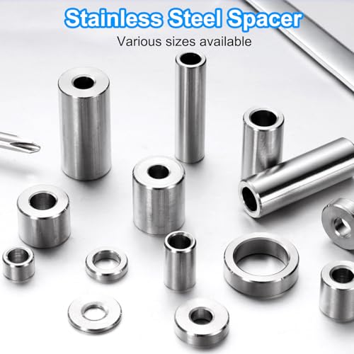uxcell 50 Pcs Stainless Steel Spacer 5/16" Bore x 1/2" OD x 3/16" Length Screw Bushing Plain Finish Round Metal Spacer for 5/16" Screws Bolts and Rods 5/16" x 1/2" x 3/16"