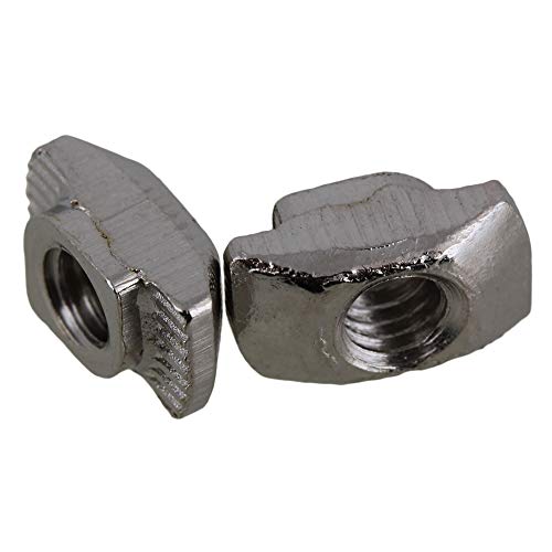 20 Series T Nuts Aluminum Slot Carbon Steel T Slot Nut Hammer Head Fastener Nut with M4 Thread European Standard Silver Pack of 50