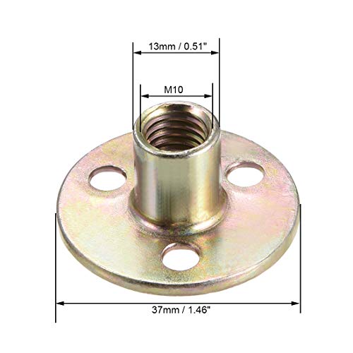 uxcell M10x37x2.5mm Brad Hole Tee Nut Carbon Steel T-Nuts Furniture Hardware Flange Insert Female Thread 10pcs
