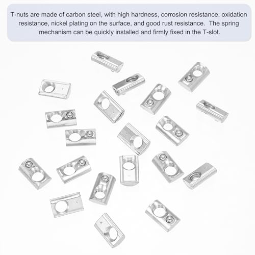 PATIKIL M6 Half Round Roll in Spring t Nuts, 100 Pcs 2020 Series Carbon Steel t Slot Spring Nuts for 6mm Aluminum Extrusion Profile 3D Printer DIY Tools Furniture Assembly, Silver