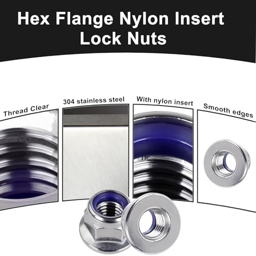 M10-1.5 Hex Flange Nylon Insert Lock Nuts 25pcs HS/LM-04 M10-1.5