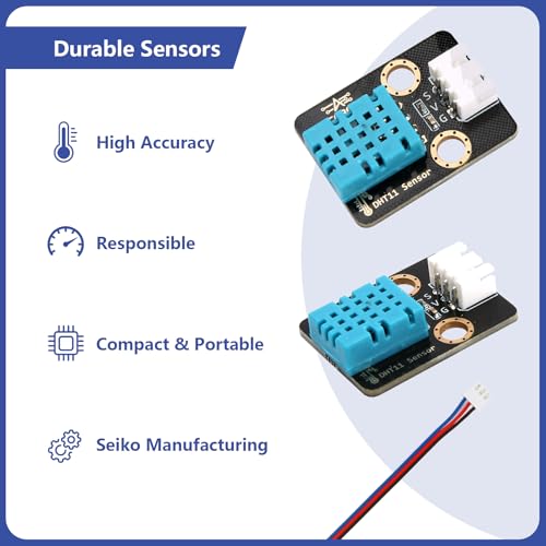 3pcs ESP32 DHT11 Temperature Humidity Sensor Module for Arduino, 3.3V-5V Digital Temperature Humidity Sensor with Wires, Humidity Measure 5%-95% Temperature Measure 0-50℃, DIY Electronic Practice 3 PCS
