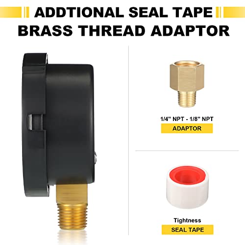  [AUSTRALIA] - Weewooday 2 Pcs Pool Filter Pressure Gauge 0-60 PSI, 2" 1/4" NPT Brass
