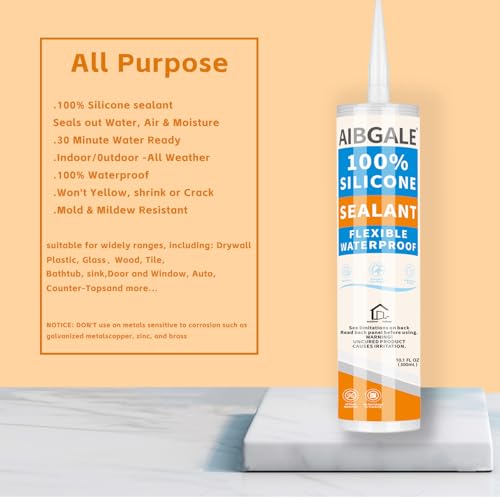 2 Pack RTV Silver Silicone Sealant, All-Purpose 100% Silicone Caulk Waterproof, Stronger Adhesion, Shrink Crack Proof Caulking for Aquarium, Stainless Steel, Aluminum, Basements, 20.2 Oz 2 Pack