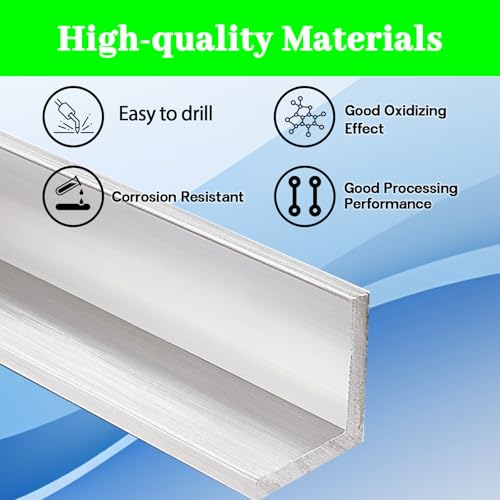 Aluminum Angle Stock - 2 x 2 x 1/8 inch 3PCS 6061 Aluminum Angle Iron 12" Length 90 Degree Angled 1/8" Thick for DIY Projects Home Improvement 2x2x1/8x12" 3