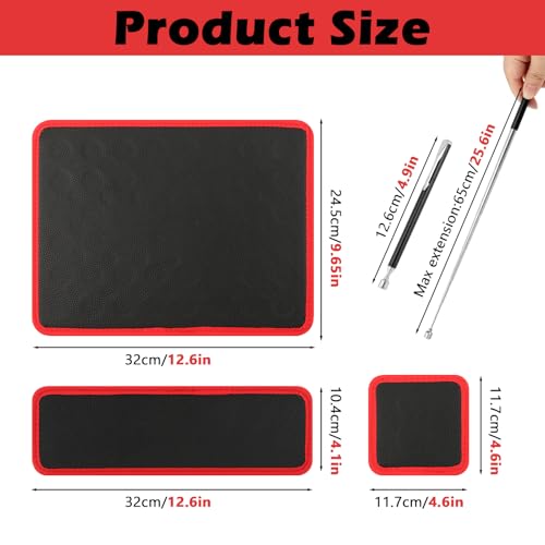 Magnetic Tool Mat Set, 4 Pack Heavy Duty Flexible Magnetic Mat with PVC Coating, Holds Screws, Bolts, Nuts and Small Tools for Garage Workshop and Auto Repair (Red) Red