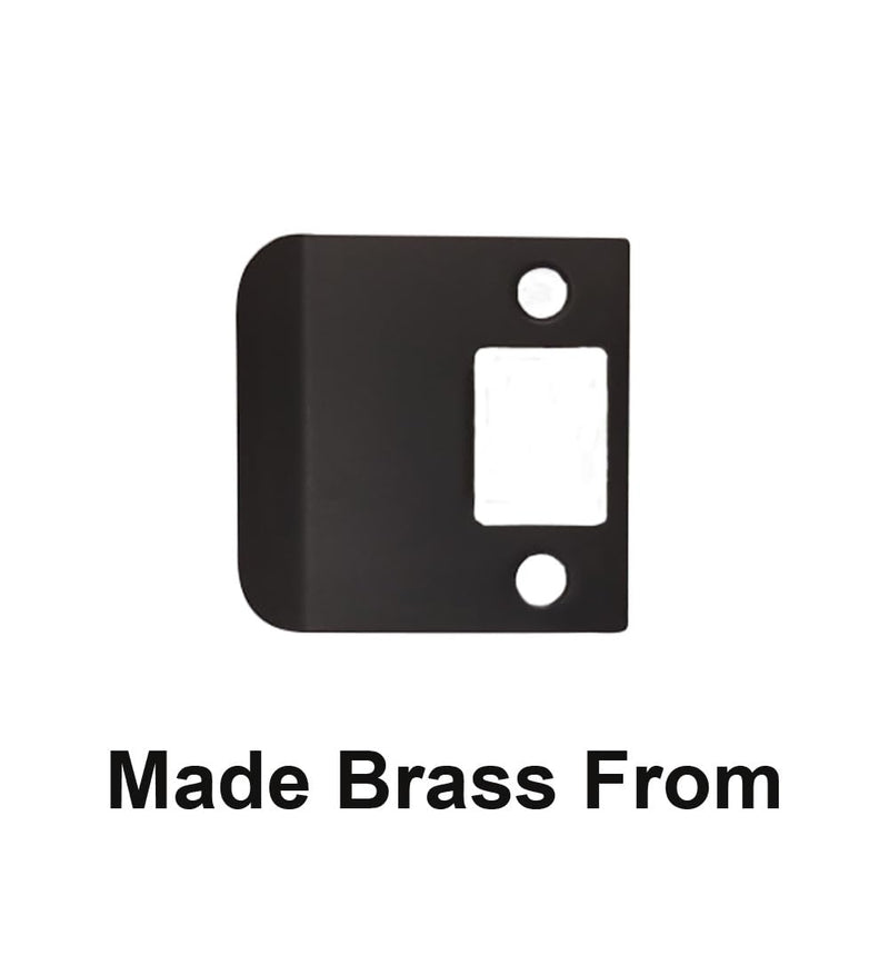 QCAA Solid Brass Extended Lip Strike, 2-1/4''X2-1/4, Oil-Rubbed Bronze, 4 Pack, Made in Taiwan